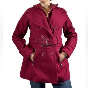 Fuchsia pink Guess wool peacoat L